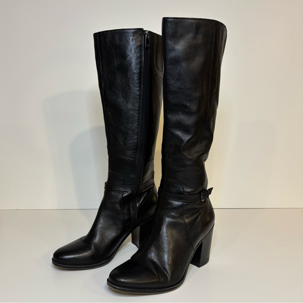 Naturalizer Tall Black Leather Boots | Block Heel | Women’s 10 |